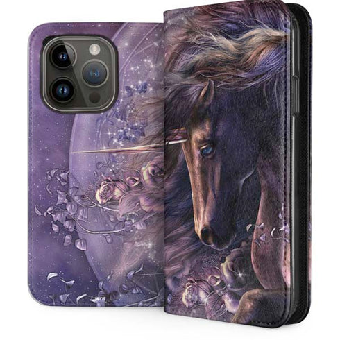 Black Rose Unicorn by Laurie Prindle iPhone 15 Pro Folio Case